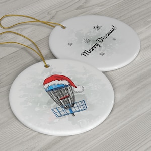 2-Sided Merry Discmas Disc Golf Ornament, Disc Golf Gifts, Disc Golf Dad, Disc Golf Gifts for Him, Frisbee Golf Ornament, Disc Golf Basket