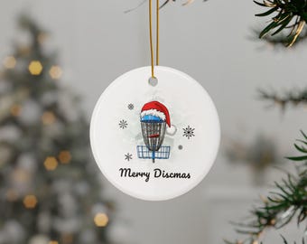 Merry Discmas Disc 2-seitige Golf Ornament, Disc Golf Geschenke, Disc Golf Papa, Disc Golf Geschenke für Ihn, Frisbee Golf Ornament, Disc Golf Korb