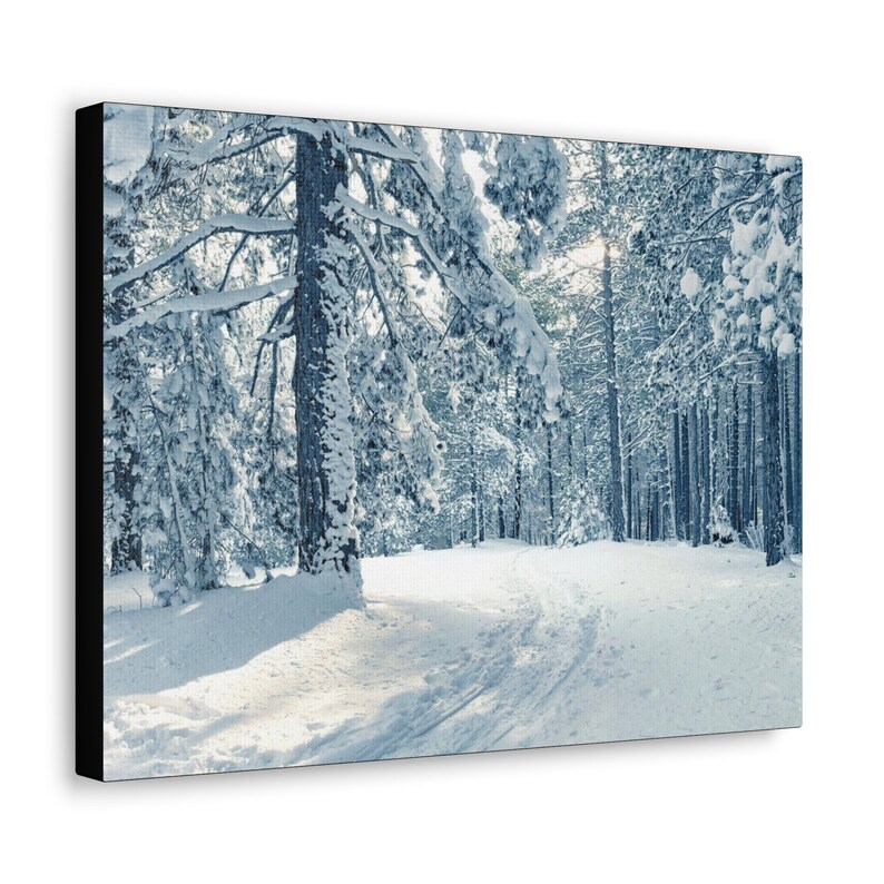 Canvas Modern Wall Art Snow Forrest Road Etsy