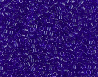 Miyuki 10/0 Delica Beads TRANSPARENT Cobalt Color 7.2 Grams, Made In Japan, DBM0707-TB