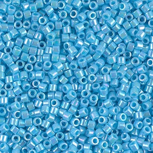 Miyuki 10/0 Delica Beads OPAQUE Turquois Blue AB (Aurora Borealis) Color 7.2 Grams, Made In Japan, DBM0164-TB
