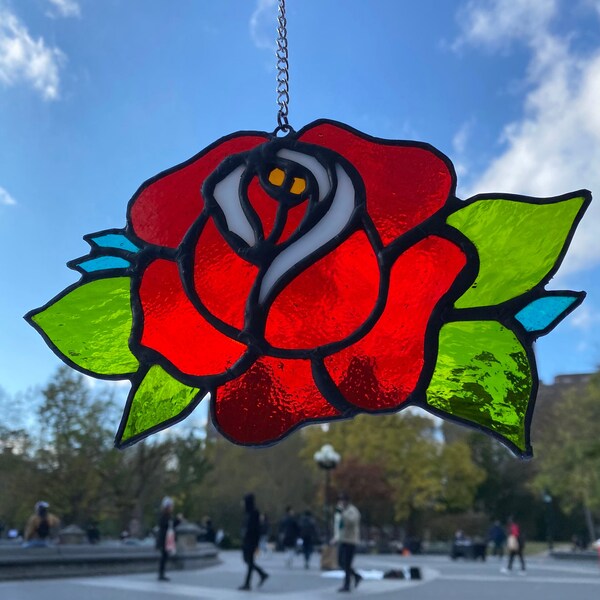 American Traditional Rose Stained Glass