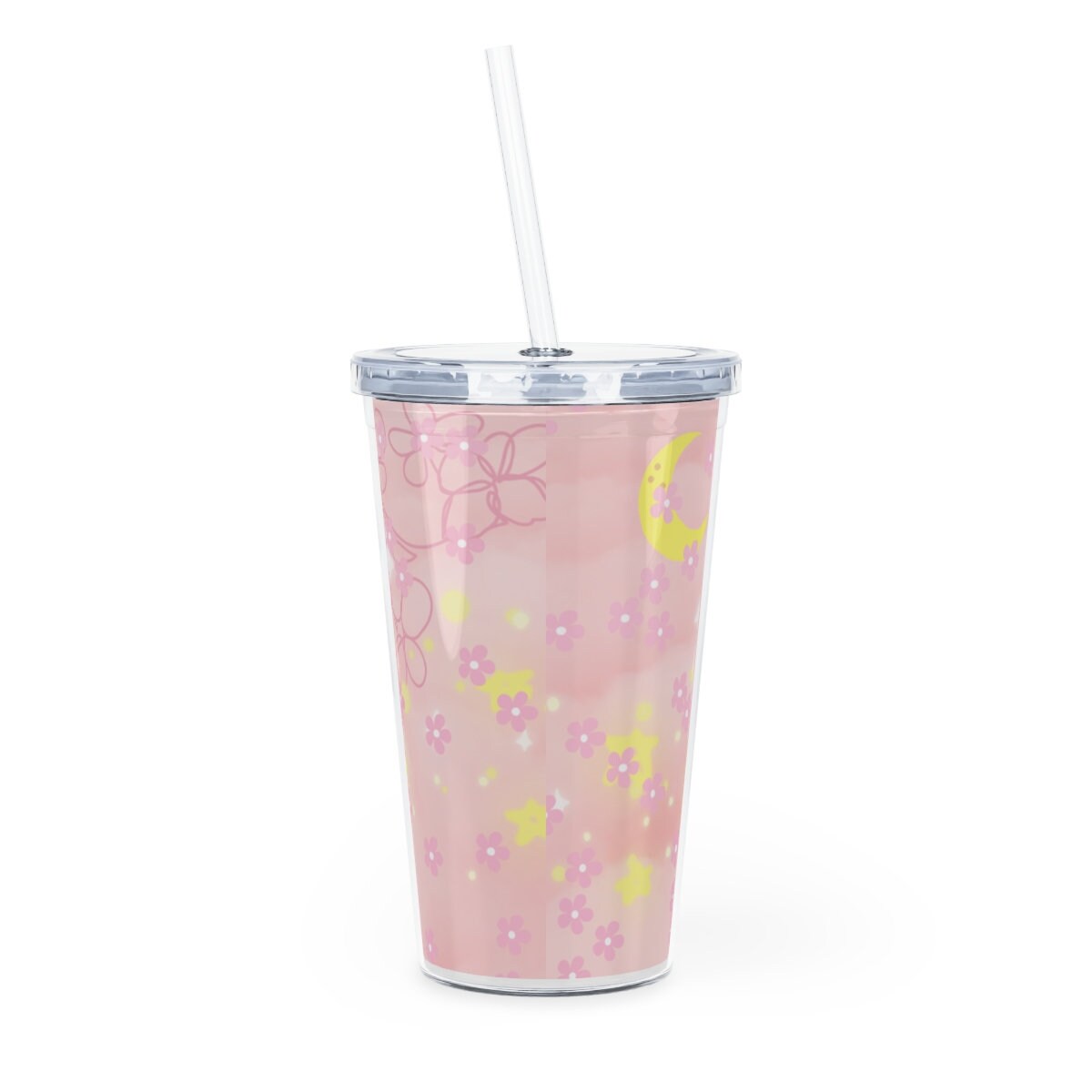 Dolly Plastic Tumbler with Straw - Pink - 24 oz