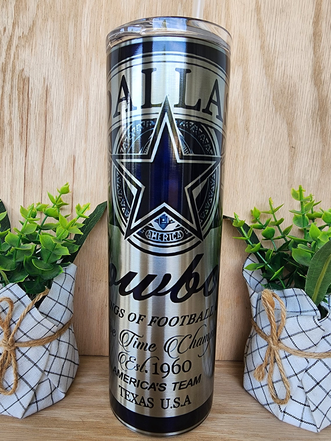 30oz Skinny Tumbler. Dallas Cowboys Beer Can Inspired Design. With ...
