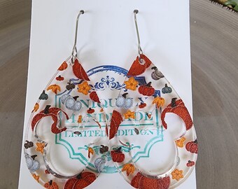 Dangle/drop Minnie Mouse stevige druppelvorm met herfstpompoenontwerp. Zilverkleurige chirurgische roestvrijstalen oorhaakjes