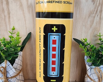 Beker/beker. Smalle beker van 30 oz met dubbele deksel. Monsters Inc. Scream-bus. Screammeter, ongeraffineerde Scream. Schreeuwcapaciteit.