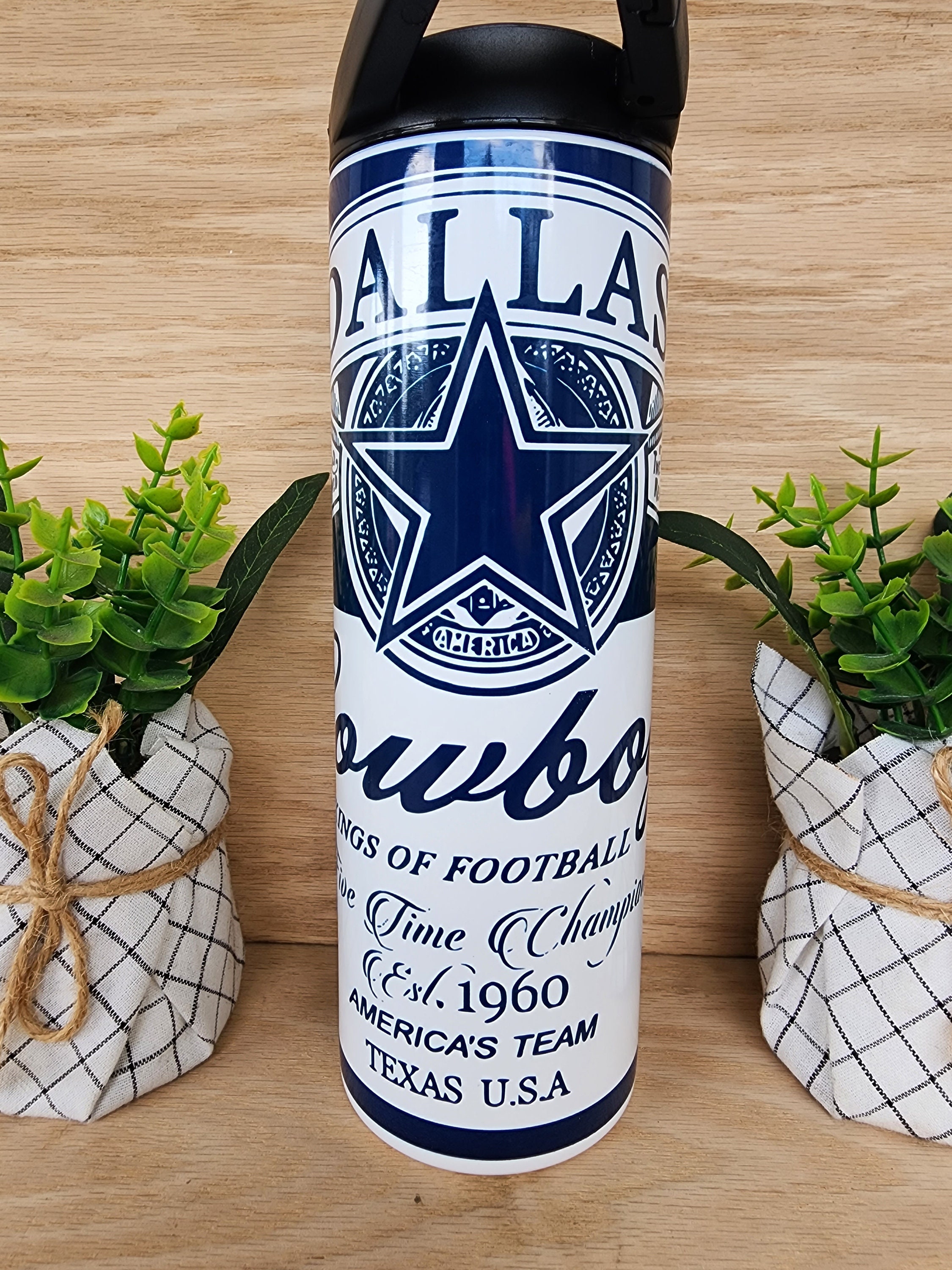 Dallas Cowboys Tumbler, 20oz Stainless Steel Skinny Tumbler With 2 Lids ...