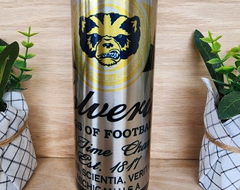 20oz skinny tumbler. Wolverines tumbler. Beer can/aluminum can inspired design. Toledo war/biff, go blue.