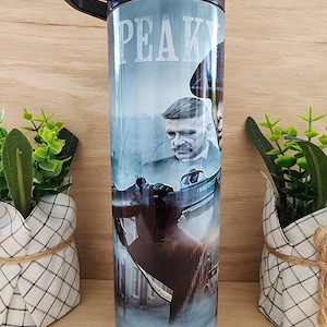 Tumbler/cup. 20oz stainless steel tumbler. Sublimation print. Peaky Blinders British Drama, TV series and cast members design.