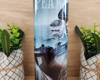Tumbler/cup. 20oz stainless steel tumbler. Sublimation print. Peaky Blinders British Drama, TV series and cast members design.