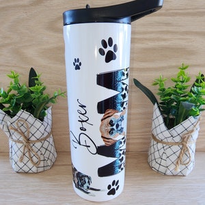 Tumbler/cup Boxer dog lover, pet, paws, dog mom, dog dad, boxer mom, boxer dad, dog. 20oz skinny tumbler.