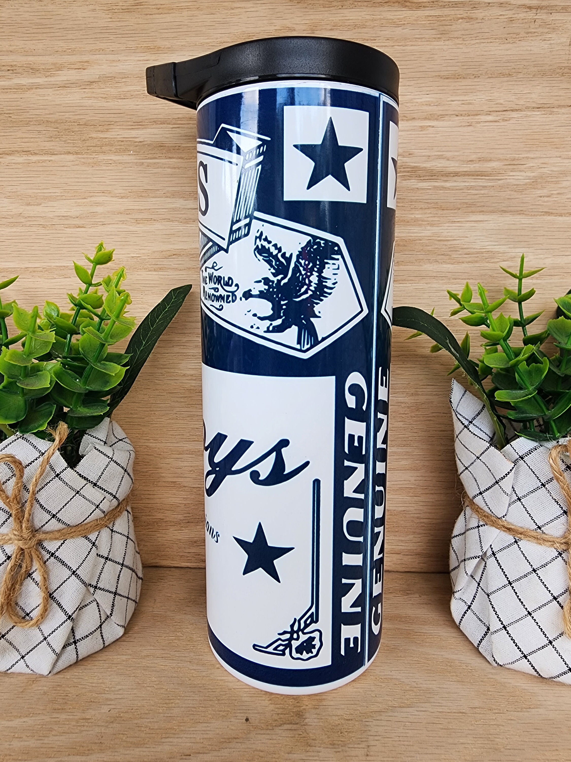 Dallas Cowboys Tumbler, 20oz Stainless Steel Skinny Tumbler With 2 Lids ...