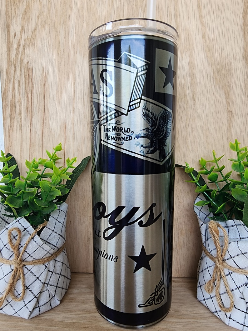 30oz Skinny Tumbler. Dallas Cowboys Beer Can Inspired Design. With ...