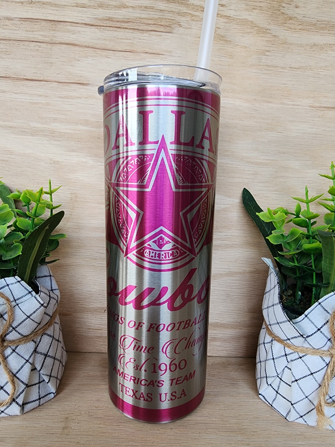 20oz Skinny Tumbler. Dallas Cowboys Beer Can Inspired Design. With ...
