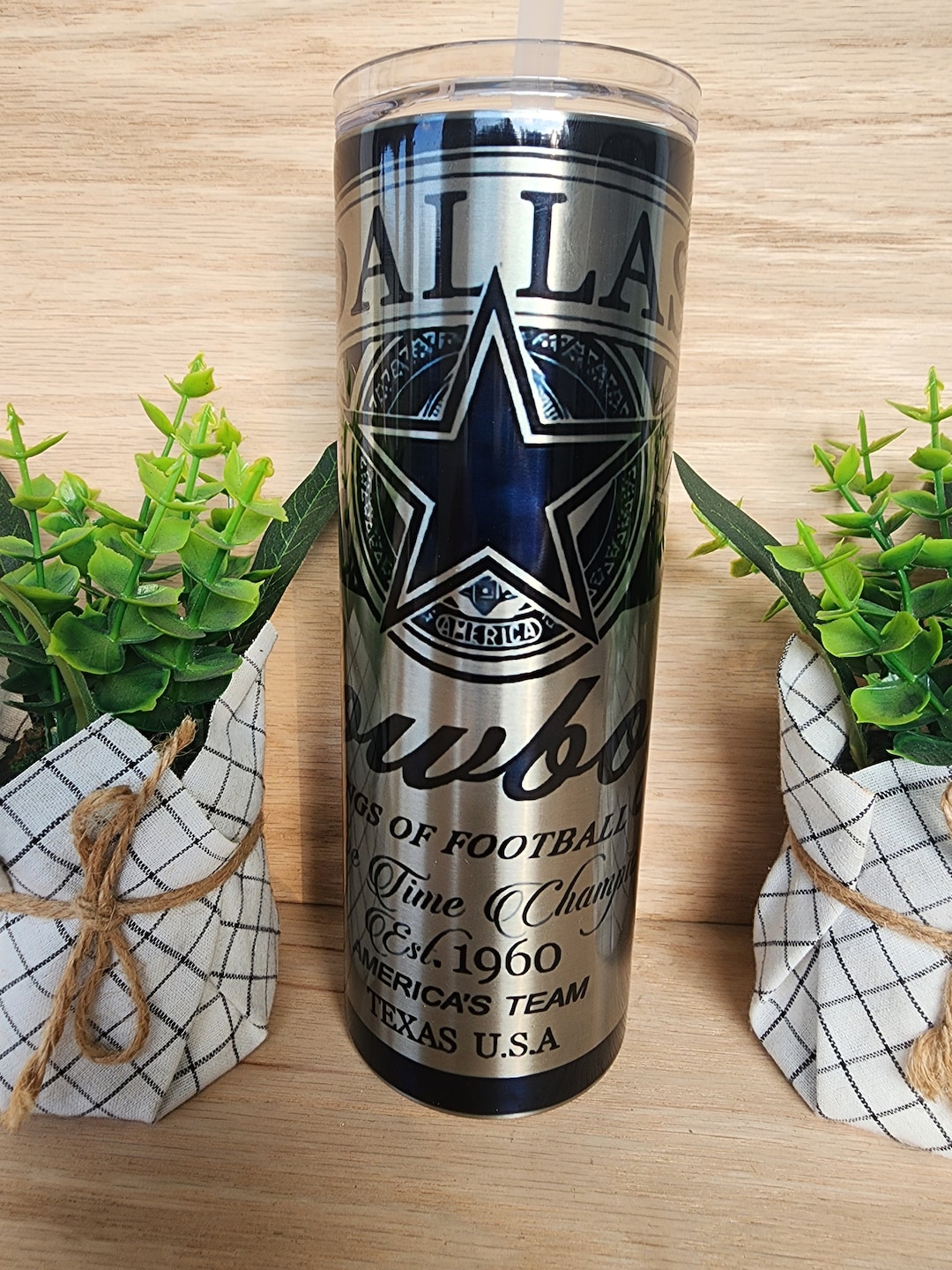 20oz Skinny Tumbler. Dallas Cowboys Beer Can Inspired Design. With ...