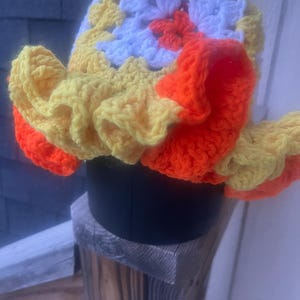 Granny square ruffle hat