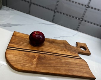 Cherry with Maple and Walnut Stripe Charcuterie Board , Small Cheese Board, Wooden Serving Tray