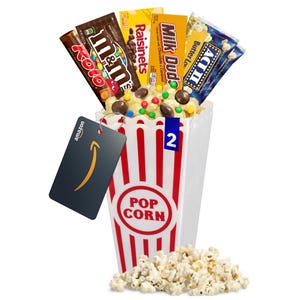Movie Night Popcorn & Candy Gift Basket with 1 Movie Rental + Fleece Blanket Option – Enjoy Delicious Snacks and a Cozy Movie Experience