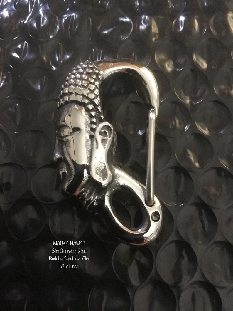 Buddah Buddhist Statue Clip Carabiner Keychain Wallet Chain Hook 316