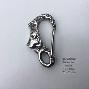 Mosquetón de acero inoxidable con clip para llavero, billetera, cadena, gancho y anillo, diseño de león, tigre y gato