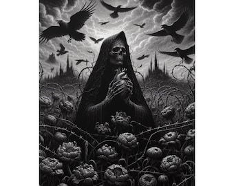 Gothic Poster Goth Skeleton Poster Dark Academia Poster Gothic Emo Grunge Decor Unique Art Poster Print Vintage Poster Gothic Painting