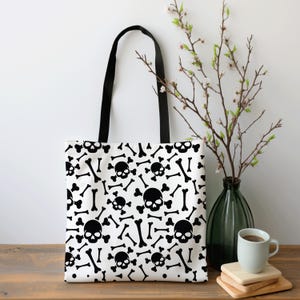 Skull & Crossbones Tote Bag - Reusable Canvas Tote Bag