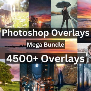 Paquete de más de 4500 superposiciones para Photoshop, paquete de gráficos digitales, edición creativa de fotografías, efectos de superposición de fotografías, JPG/PNG, descarga digital instantánea