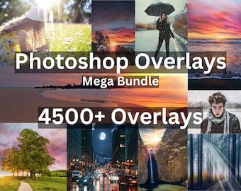 4500+ Photoshop Overlays Bundle, Digital Graphics Pack, Creative Photo Editing, Photo Overlay Effects, JPG/PNG, Instant Digital Download