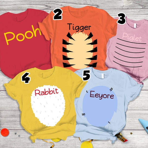 Winnie The Pooh Costume Shirt, Tigger Costume Shirt, Pooh Bear Shirt, Piglet Costume, Eeyore Costume Shirt, Family Halloween Costume Shirt