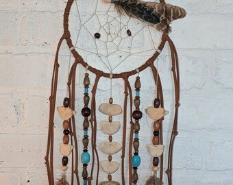 Bone Dreamer with Pheasent Feathers and Turquoise Beads