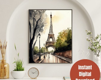 Watercolor Eiffel Tower Art Print - Parisian Wall Decor for Home or Office