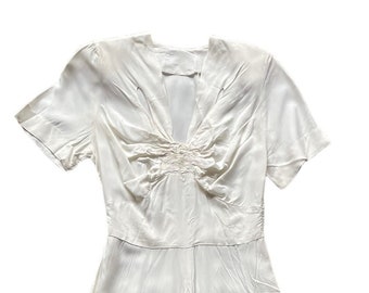 Vintage jaren 1930 rayon trouwjurk Wounded Bird