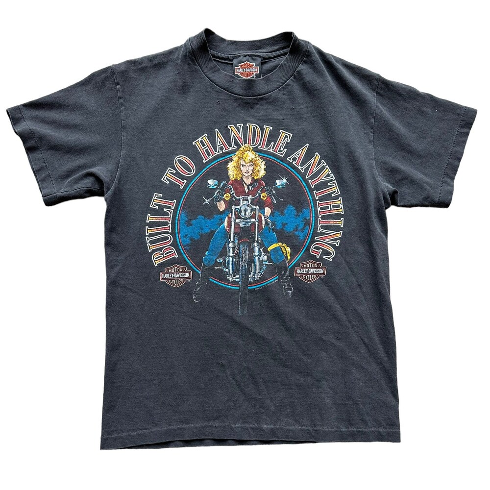 Vintage 1993 "Built To Handle Anything" West La Harley Davidson Tee Sz S | Vintage Harley Tee | Barn Owl Vintage Seattle