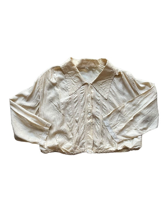 1900s Edwardian Silk Blouse L-XL