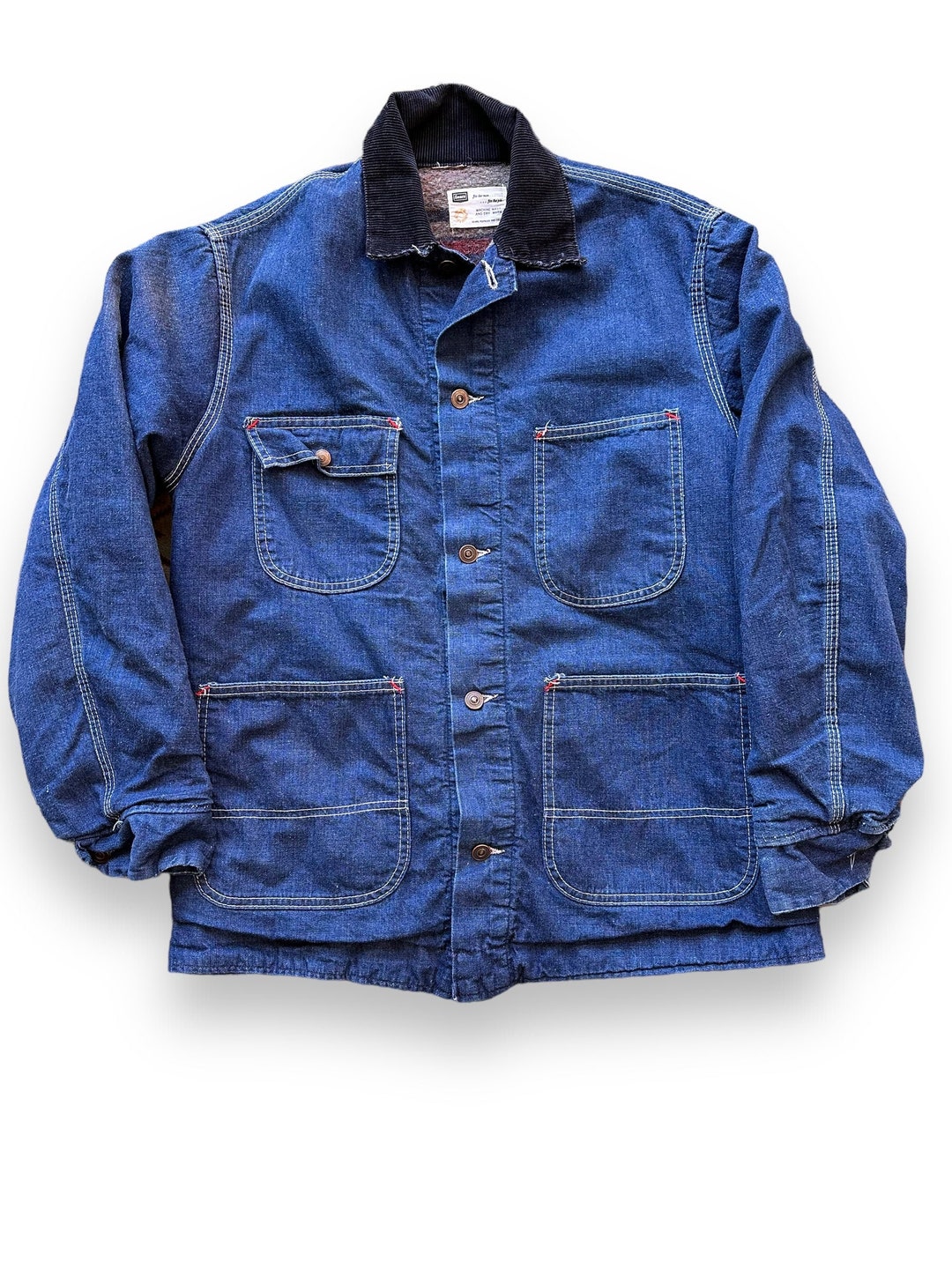 Vintage Sears Blanket Lined Denim Chore Coat SZ L Vintage Etsy