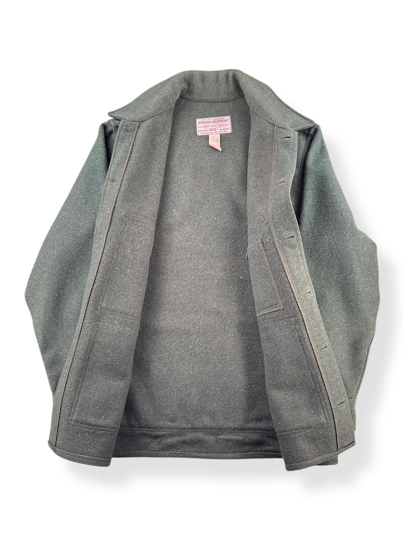 Vintage Filson Forest Green Mackinaw Wool Cruiser Jacket SZ 44 image 2
