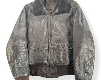 Vintage 60s US Navy G-1 Goatskin Leather Flight Jacket - Size 40