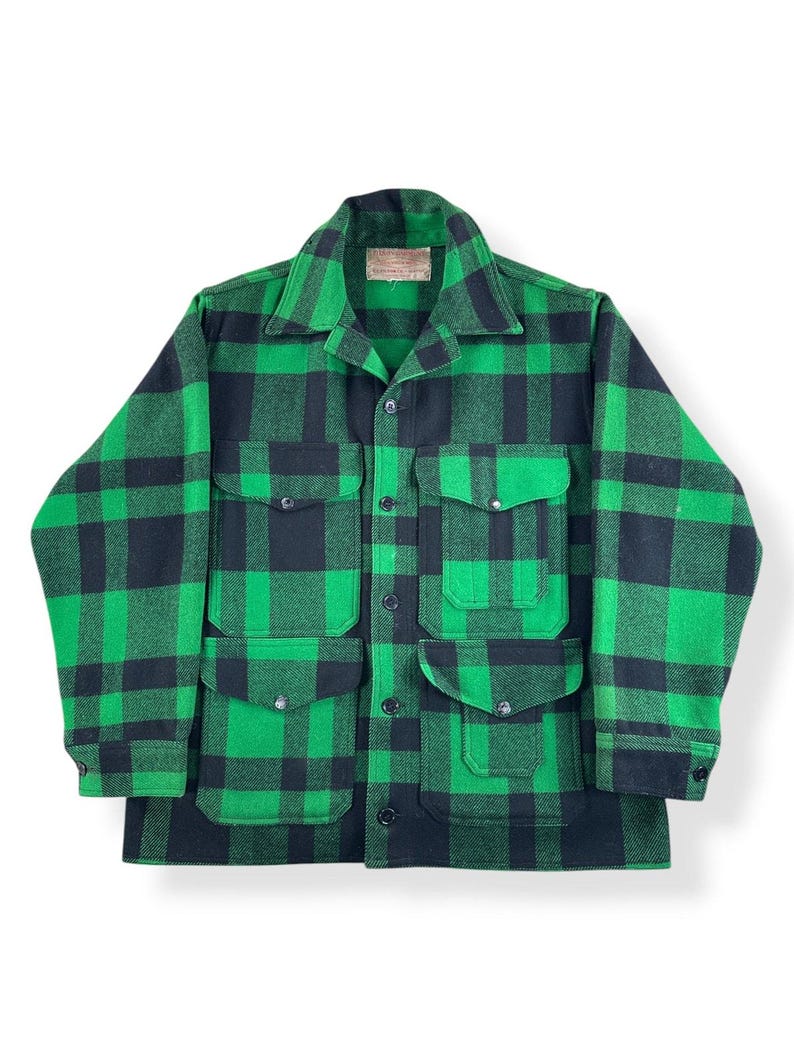 Vintage grön och svart Filson Union Made cruiserjacka SZ XL bild 1