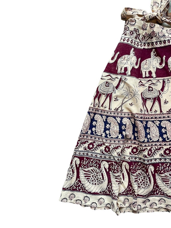 Vintage 1970s Midi Indian Cotton Camel Wrap Skirt… - image 2