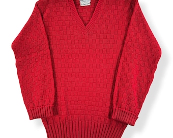 Maglione vintage rosso in maglia Vaughn-At-Sather Gate taglia XS