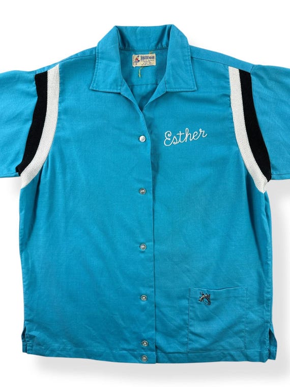 Vintage Hilton Blue Women's Bowling Shirt SZ M - Etsy