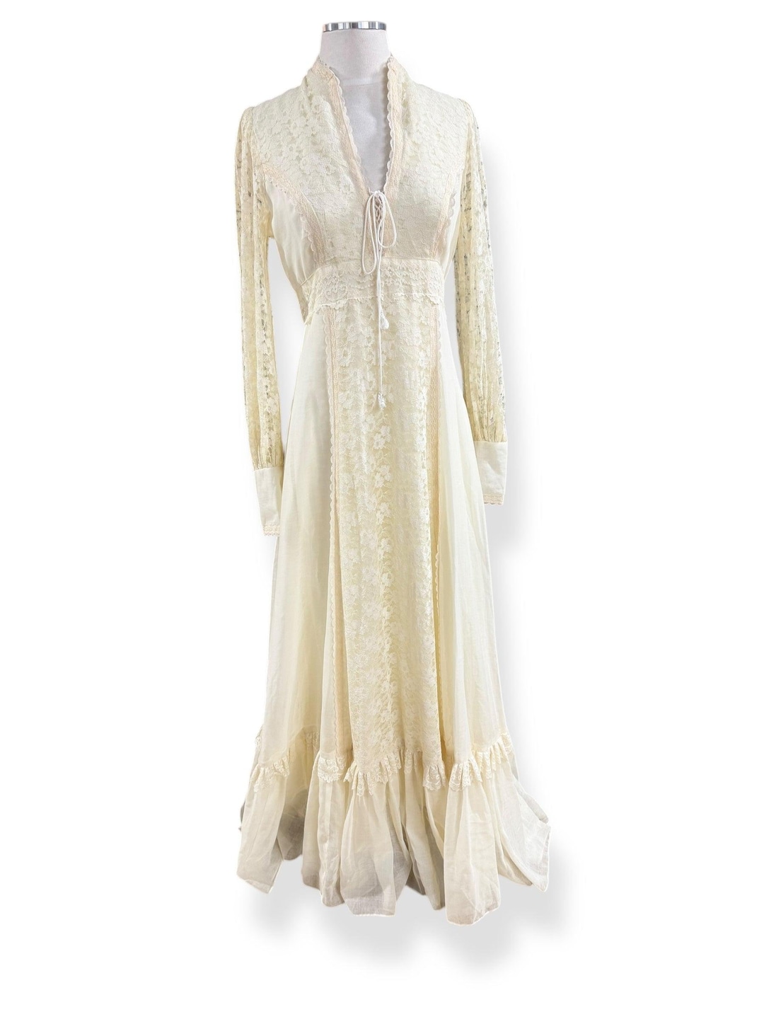 1970s Gunne Sax Lace Dress M - Etsy