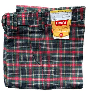 Vintage 1970s Deadstock Plaid Levi&#39;s Boyswear Trousers 27x33 | Vintage Deadstock Pants | Seattle True Vintage