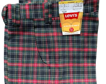 Vintage 1970s Deadstock Plaid Levi's Boyswear Trousers 27x33 | Vintage Deadstock Pants | Seattle True Vintage