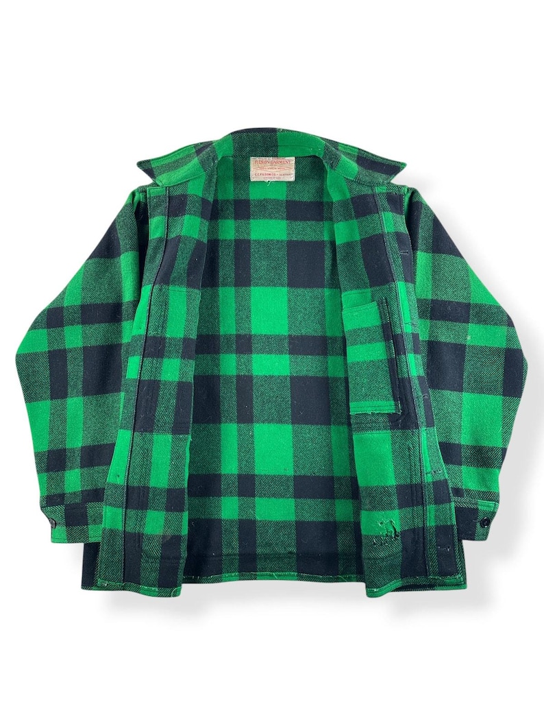 Vintage grön och svart Filson Union Made cruiserjacka SZ XL bild 2