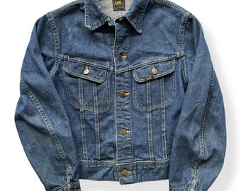 【Lee】USA製 Boa Denim Trucker Jacket XL Vintage American Made Lee Trucker Blue Jean Jacket Mens Label Size