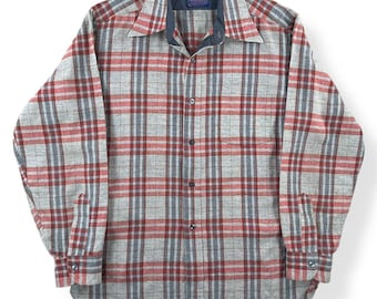 Vintage Pendleton Brick Red and Grey Flannel SZ L