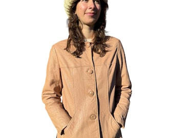 1940s Pale Pink Leather Jacket M