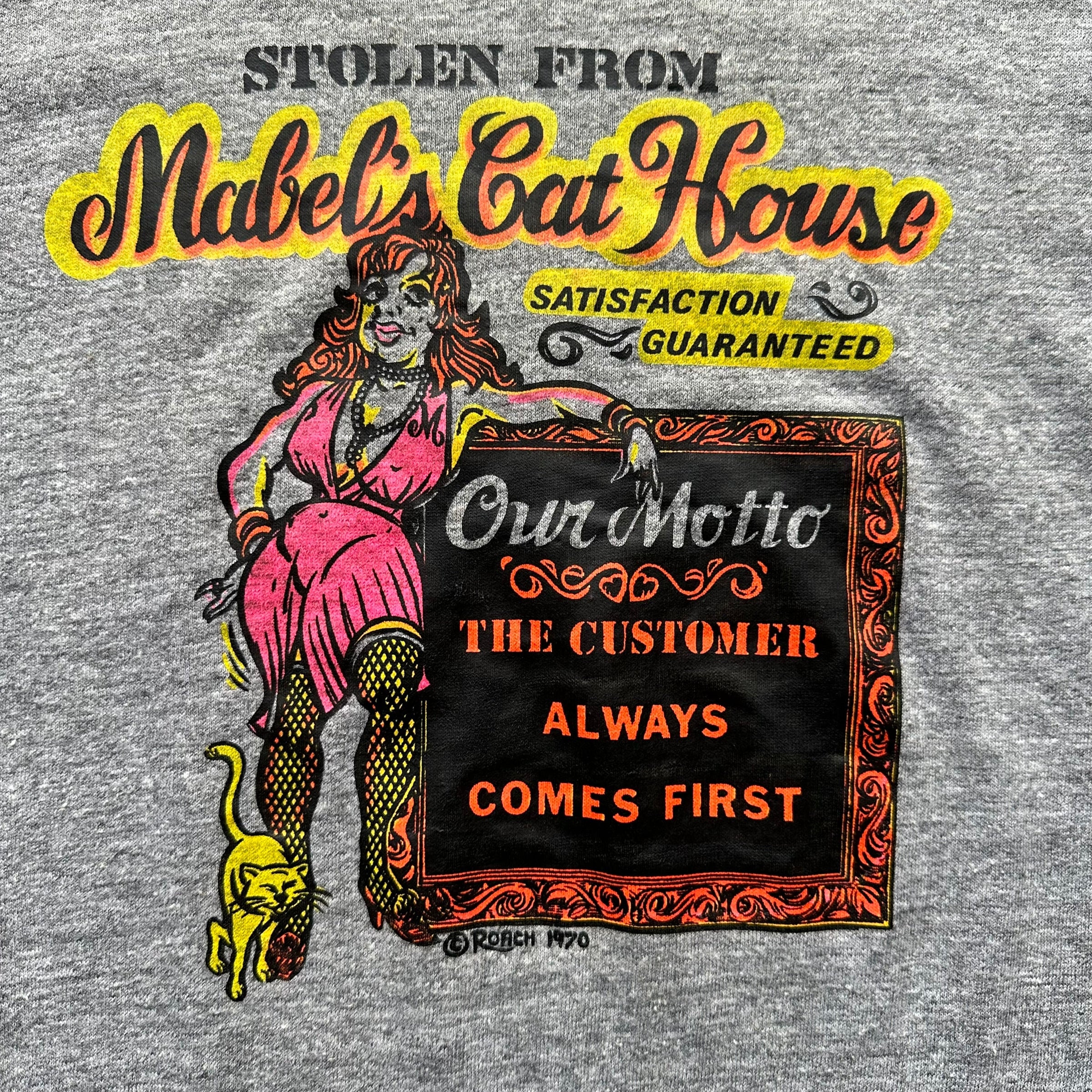 Vintage Roach 1970 Mabel's Cat House Ringer Tee SZ XL Vintage Roach T