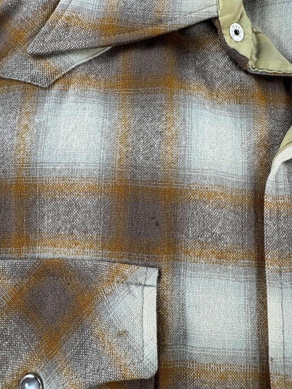 Vintage Pendleton Beige Shadowplaid Pearlsnap Fla… - image 6